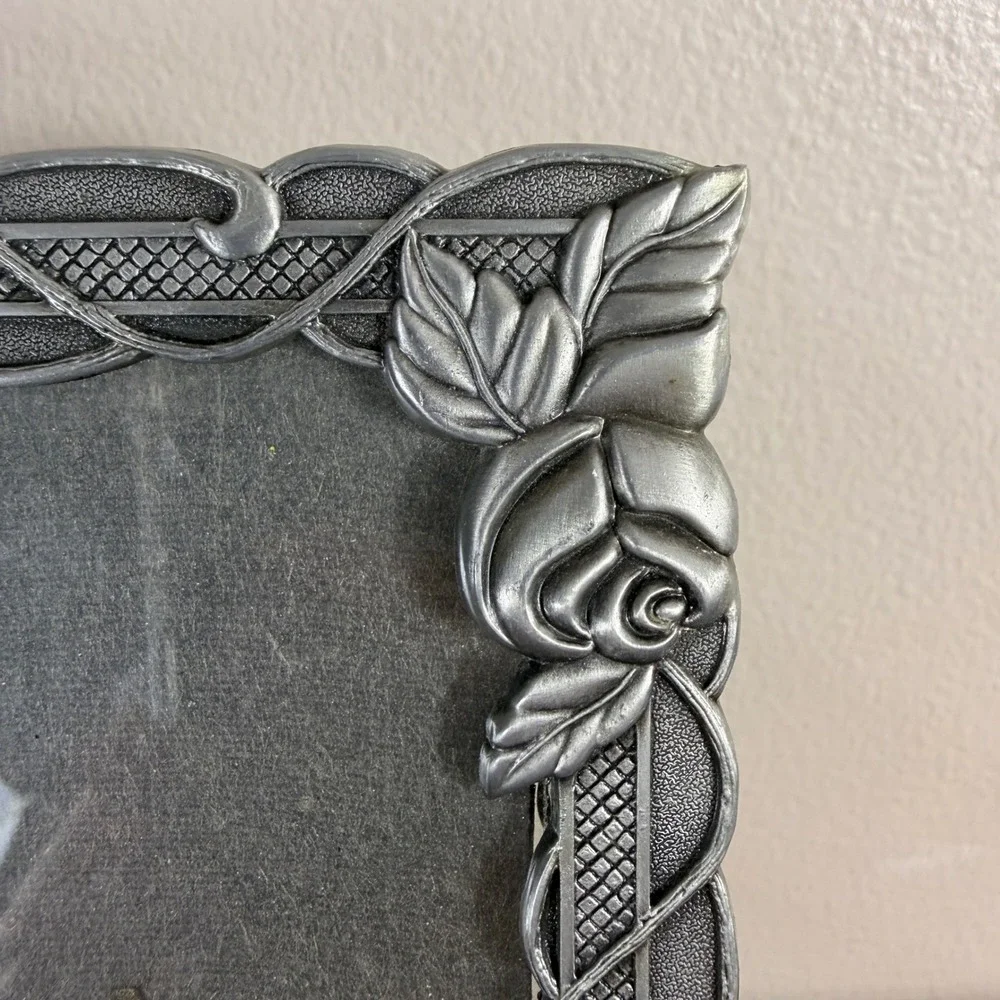 Decorel Silver Tone Rose Floral Picture Frame 5x7 Ornate Victorian Cottagecore